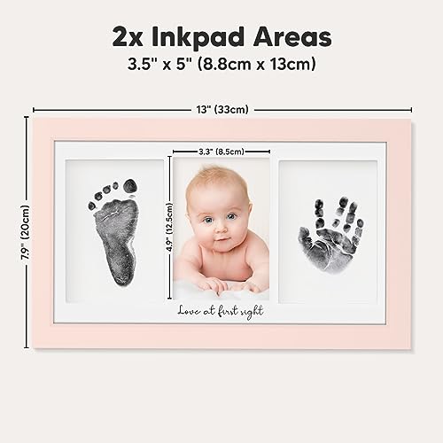 Inkless Hand and Footprint Kit, Boy Girl Newborn Keepsake (Petal Pink) | No Mess Ink Pad for Baby Handprint, Clean Touch Paw Print Kit for Dog Picture Frame, Personalized Baby Christmas Shower Gifts - color: Petal Pink