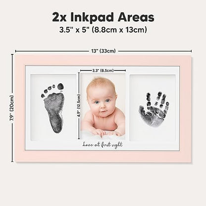 Inkless Hand and Footprint Kit, Boy Girl Newborn Keepsake (Petal Pink) | No Mess Ink Pad for Baby Handprint, Clean Touch Paw Print Kit for Dog Picture Frame, Personalized Baby Christmas Shower Gifts - color: Petal Pink