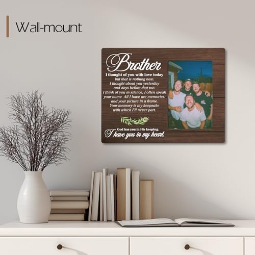 Brother Memorial Bereavement Wooden Picture Frame Gifts, Sympathy Gifts for Loss of Brother, Fits 4x6 Photo Frame - color: Brown-bro