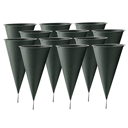 Royal Imports Cemetery Vases for Grave 11" Large, 1.9" Spikes Set of 12 | Heavy Duty Cemetery Flower Holder Metal Spike, No Foam Insert, Weatherproof Grave Vase for Headstones & Memorial Decorations - size: Large - No Foam