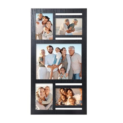 Collage Picture Frame for Wall – Black Multi Photo Frame Holds 8x10 and 4x6 - color: Black, size: 5 Opening-Mixed