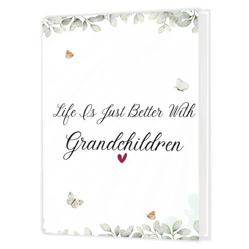Grandpa Grandma Gifts Photo Album Holds 36 4x6 Photos, Grandparents Gifts from Grandkids, New Grandparent Gift, Life is Just Better with Grandchildren Small Photo Album Memory Keepsake - color: Grandchildren