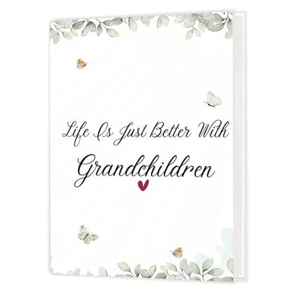 Grandpa Grandma Gifts Photo Album Holds 36 4x6 Photos, Grandparents Gifts from Grandkids, New Grandparent Gift, Life is Just Better with Grandchildren Small Photo Album Memory Keepsake - color: Grandchildren