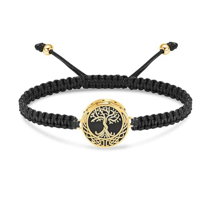 Urn Bracelet for Ashes Tree of Life Cremation Jewelry Adjustable Keepsake Bracelet Memorial Jewelry tainless Steel Ashes Pendant for Women Men - color: gold