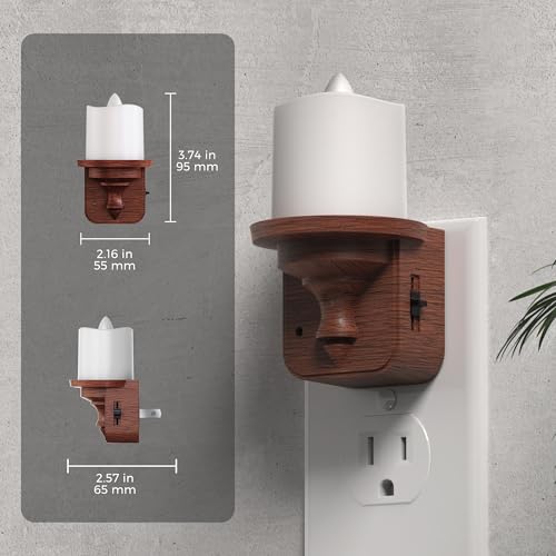 L LOHAS LED Night Light, 2 Pack Flameless Candle Night Light Plug in - color: Walnut-Warm