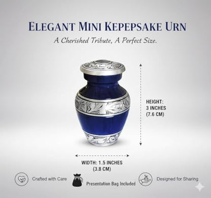 Brass Small Keepsake Cremation Urns for Human Ashes Adult with Velvet Bag - color: Purple, size: 1 Pcs Small