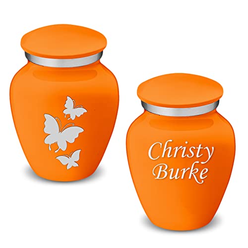 Embrace Keepsake Personalized Butterfly Cremation Urns for Human Ashes I Burnt Orange Funeral Urn for Men and Women with Double Side Engraving I 3.5 lbs - color: Burnt Orange