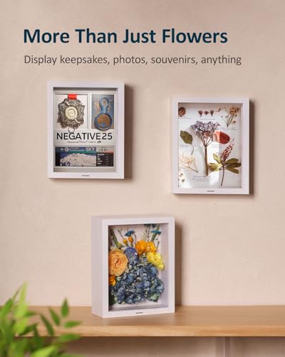 Wisedry 10x8 Inch Flower Shadow Box Frame - 360° Airtight Seal Wedding Shadow Box with Silica Gel Packets, Memory Display Cases for Wedding Bouquet, Pet Memorabilia, Medals