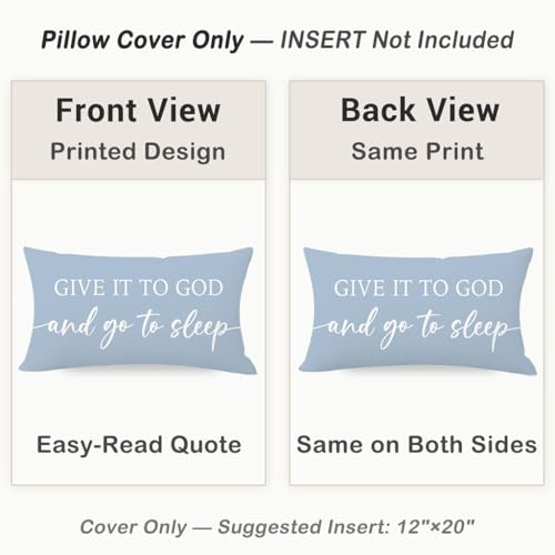 Dusty Blue Decorative Pillow Covers 12x20 Set of 2, Christian Gifts - color: Dusty Blue