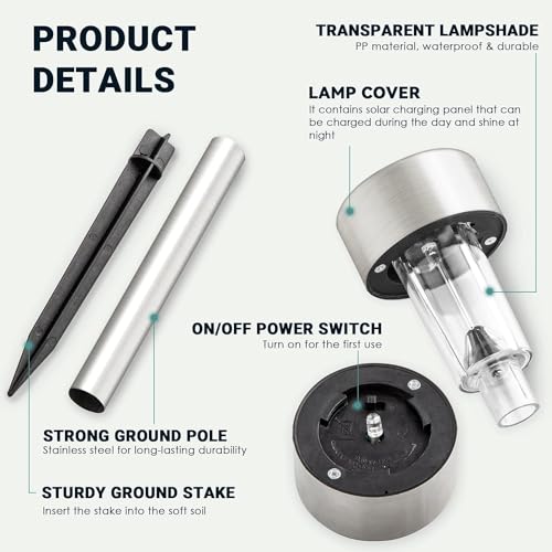 GIGALUMI 16 Pack Solar Lights Outdoor Waterproof, Stainless Steel - color: Warm White