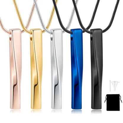 Urn Necklace for Ashes Twist Strip Cremation Jewelry Bar Ashes Necklace Memorial Keepsake Urn Pendant for Women Men Always In My Heart - color: Customize Engraved