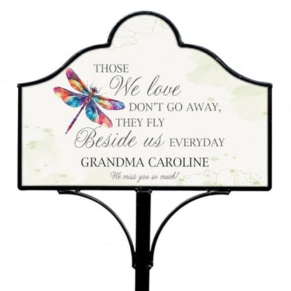 Personalized Dragonfly Memorial Garden Stake, Custom Outdoor Plaque, Grave Site Décor