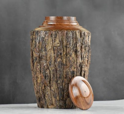 Medium Cremation Urn for Adult Ashes – 160 cu in – Rustic Rosewood Bark Wooden Memorial Urn – Handcrafted Funeral Jar for Human Ashes(Medium) - size: Medium(160cu/in)