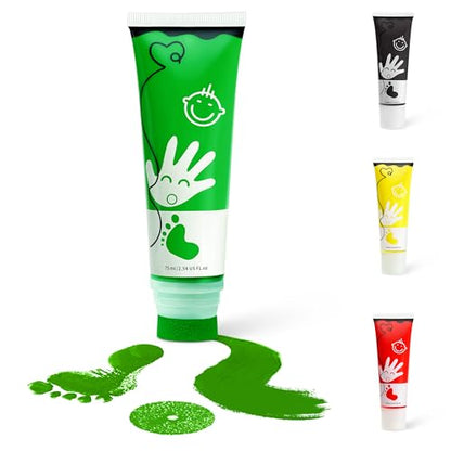 Baby Hand and Footprint Paint with Sponge Head, 2.54 fl oz, Non-Toxic & Acid-Free, Washable Baby Safe Paint for Newborn Keepsakes, Dog Nose & Paw Prints, Ideal New Mom Gift - Green - color: Green