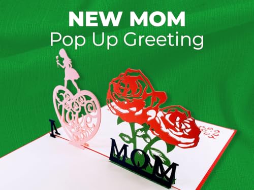 iGifts And Cards I Love You Mom Mother's Day 3D Pop-Up Card 4.75x6.75 | Floral Heart, Thank You, Birthday, New Mum, World's Best Mom, Inspirational, Mother Figure, Daughter, Keepsake Memento - color: I Love Mom