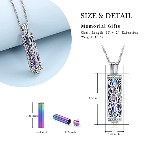 shajwo Cylinder Cremation Jewelry Tree of Life Urn Ashes Necklace for Women Men Vial Cremation Ash Pendant Loved One Memorial Jewelry - color: Customize