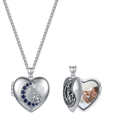 925 Sterling Silver Pictures Locket Necklace for Women Men - color: Black plated 1
