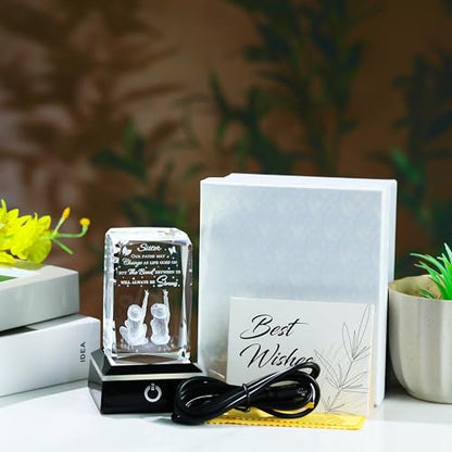 Movdyka Sisters Birthday Gifts from Sister - Crystal Engraved Keepsake with Led Base - Big Bestie Present for Girls Soul Gifts for Women - Best Unique Gifts On Christamas Mothers Valentines - style: sister-Our path