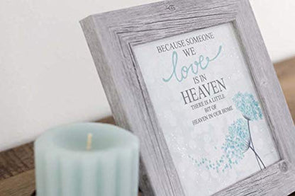 Summer Snow Art – Because Someone We Love Is in Heaven Framed Sympathy Wall Art | Blue Floral Design, Gray Frame, 8x8