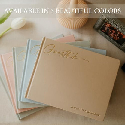 Beautiful Wedding Guest Book for Your Wedding Reception w/ Polaroid Photos | Simply Elegant Guestbook to Sign in and Add Photos - The Perfect Baby Shower Guest Book for the Special Day - color: Beige