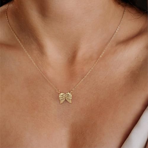 GINAZL Angel Wings Memorial Necklace Sympathy Gifts for Loss of Loved One Bereavement Gift Memorial Gifts for Loss of Dad Mom - style: It's OK