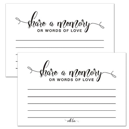 Share a Memory or Words of Love Cards, Celebration of Life Decorations, Funeral Guest book, Memorial Guest Book for Weddings, Showers, Birthdays, Celebration of Life, Going Away, Graduation, 50 Cards.