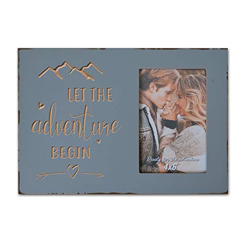 Wedding Engagement Picture Frame Gifts for Couples Let the Adventure Begin - color: Cool Grey Adventure
