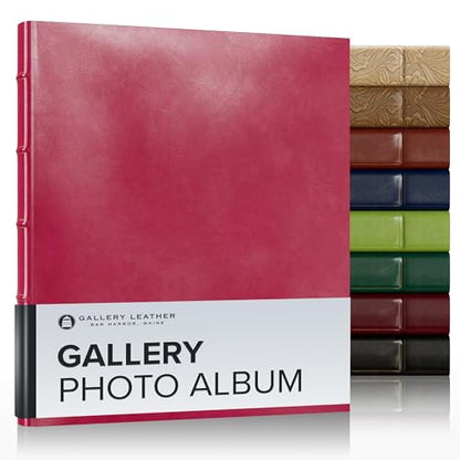 Gallery Leather Photo Album 4x6 Pictures with Slip-In Pockets & Writing | Space – Holds up to 120 Photos, Ring Bound, Made in USA – Acadia Wild Rose - 11.75" x 10.5" - color: Acadia Wild Rose, size: 11.75" x 10.5"