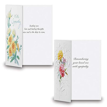 Current Deluxe Foil Sympathy Cards with Envelopes- Set of 16 Bulk Assortment II (8 Designs), Large 5" x 7" Condolences Cards, Sentiments Inside, White Envelopes - style: Foil