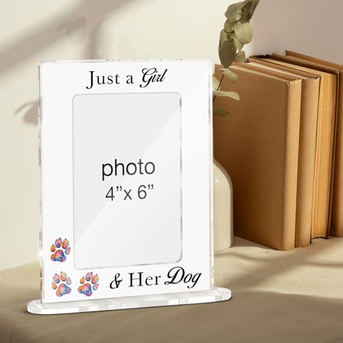 Dog Lovers Gifts for Girls Photo Frame, Just a Girl and Her Dog Acrylic Picture Frames 4 x 6 Inch Photo, Gifts for Dogs Mom Lovers - color: Dog Lovers