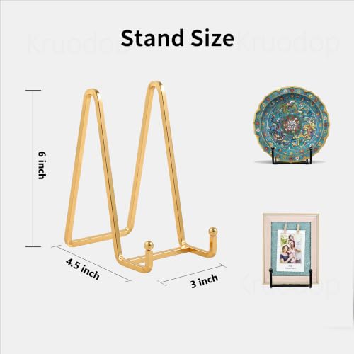 Kruodop 3 Pack 6" Metal Square Frame Easel Stands - Multi-Use Tabletop Display for Plates, Photos, Art, Books, Signs | Durable Mini Easels for Home Decor, Office, Studio & Vinyl Records