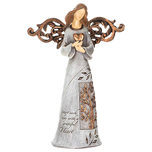 Roman Giftware Inc., Inspirational Heavenly Blessings Collection, 9" H Tree of Life Angel W/Heart,Religious, Inspirational, Durable (6x2x9)