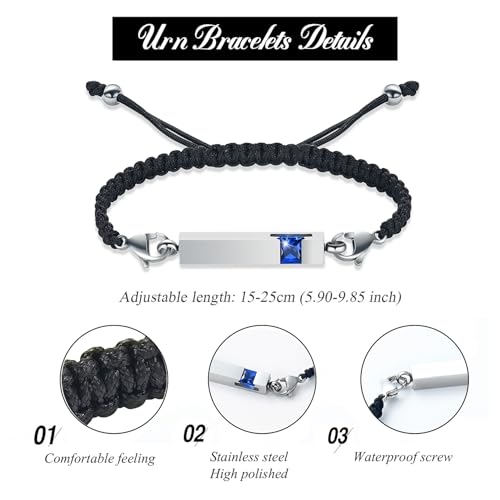 Harbeingt Adjustable Urn Bracelet for Ashes for Women Cremation Jewelry - color: Silver Blue1
