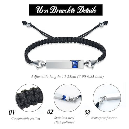 Harbeingt Adjustable Urn Bracelet for Ashes for Women Cremation Jewelry - color: Silver Blue1