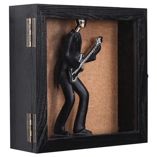 12 x 12 Extra Deep Shadow Box, 4-Inch Exterior Depth, Solid Wood, Black | Solid wood, hinged door, metal latch, extra-deep display for photos, bouquets, pet keepsakes, baby items and wedding mementos - size: 12x12