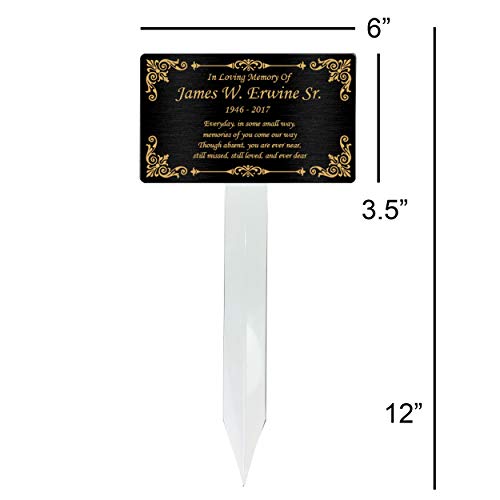 Personalized Memorial Plaque Stake, Grave Marker (Black/Gold) - color: Black/Gold