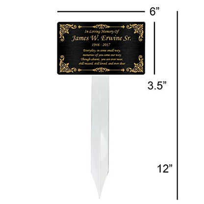 Personalized Memorial Plaque Stake, Grave Marker (Black/Gold) - color: Black/Gold