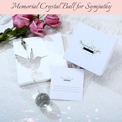 Modern Memorial Gifts - Bereavement Gift Ideas, Unique Sympathy Gifts for Loss of Loved One,40mm Crystal Ball Suncatcher, Rainbow Bereavement Grief Gifts, Funeral Gifts for Loss of Mom Dad Husband Son - color: Hummingbird