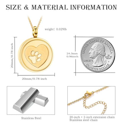 Hearbeingt Tree of Life Cremation Jewelry Paw Print Urn Necklace for Ashes - color: B-Customize image