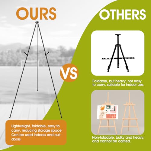 AROIC 63 "Easel Stand for Display, 6 Pack Portable Foldable Metal Easel | Signs Wedding Logos ,Arts, Painting,Adjustable Floor Easels with 6 Storage Bag - style: 6P