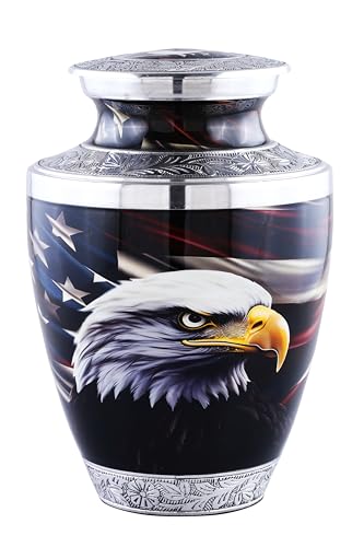 Majestic Eagle Funeral Urn for Human Ashes – Handcrafted Patriotic Tribute for Men or Women by Urns of Dignity (UOD-AMERICANEAGLE25L, Adult)