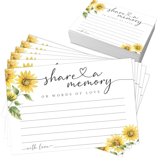 Share A Memory Cards for Celebration Of Life - Set of 50 Memorial Cards for Weddings, Anniversaries, Memorials, Funerals, Birthdays, Graduation, Retirement, Going Away -A04 - color: Sunflower, size: Standard Card