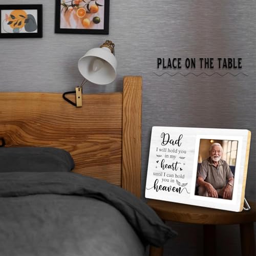 Memorial Photo Frame, Sympathy Gifts for Loss of Father, in My Heart, in Loving Memory Wooden Picture Frame, Passed Away Condolence Gifts, Fits 4x6 In Photo (White-Dad 4 x 6 Photo) - color: White-Dad