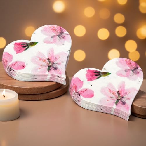 BuggyBeds 60PCS Plantable Seed Paper Hearts Shape – Wildflower Embedded Paper, Unique Gifts for Mothers, Garden Lovers, Weddings, Bridal Showers, Birthdays & Special Celebrations