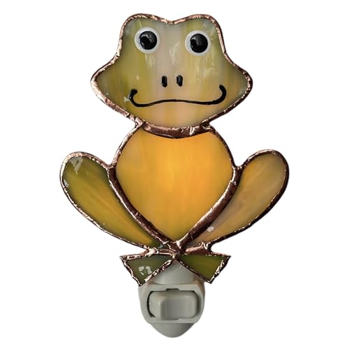 Gift Essentials Green Frog Plug-in Night Light - Stained Glass Nightlight | Green Frog Stained Glass Plug-in Nightlight with On/Off Rocker Switch. Includes One 4-Watt Replaceable Warm-Glow Bulb. - color: Frog