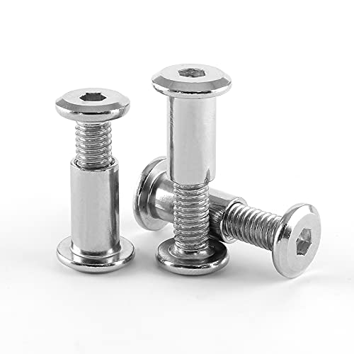 M6x20mm Hex Drive Socket Cap Bolt, Silver, 10 Pair (20 Piece) | Allen Wrench Included, Countersunk Screw Barrel Nuts, Binding Screws, For Crib Replacement Belt Cabinet - color: Silver, size: M6x20mm