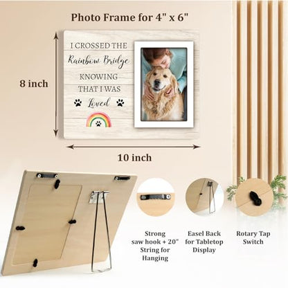 Rainbow Bridge Pet Memorial Picture Frame - Dog Memorial for Loss, Sympathy & Bereavement Gifts - 4x6 Photo Frame