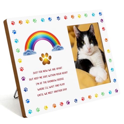 IAXIC Pet Cat Memorial Gifts - Sympathy Gift for Cat Loss with Memorial Picture Frame, Pet Memory Photo Frame, Cat Memorial Photo Frames, Pet Cat Photo Memorial Frame - color: Heart 1
