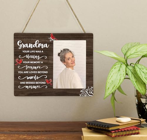 Grandma Memorial Wooden Picture Frame, In Loving Memory Remembrance Photo Frame Gifts for Grandma, Bereavement Sympathy Wooden Frame for Loss of Grandma, 4x6 inch Photo - style: Grandma Remembrance Memorial