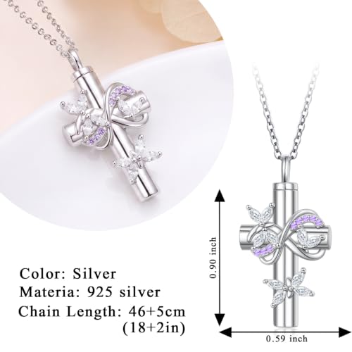 DAOCHONG Butterfly Cross Urn Necklace Memorial Cremation Jewelry - style: White Butterfly Urn Necklaces